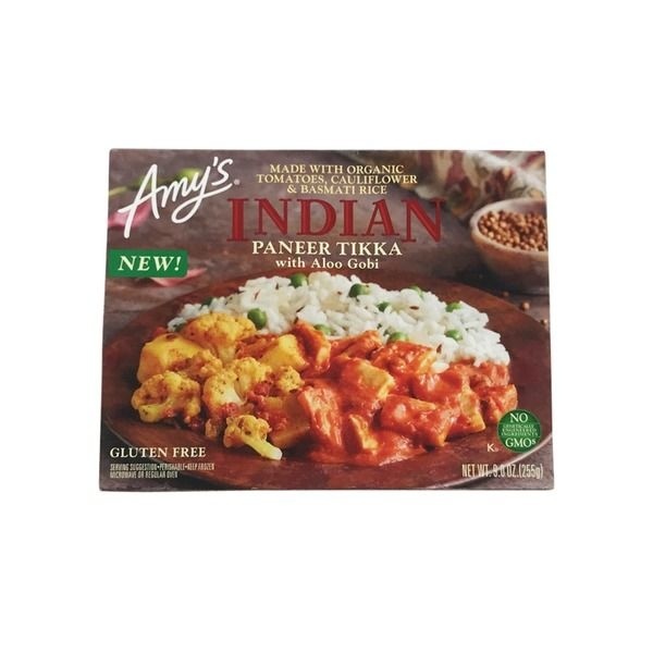 slide 1 of 1, Amy's Paneer Tikka With Aloo Gobi, 9 oz