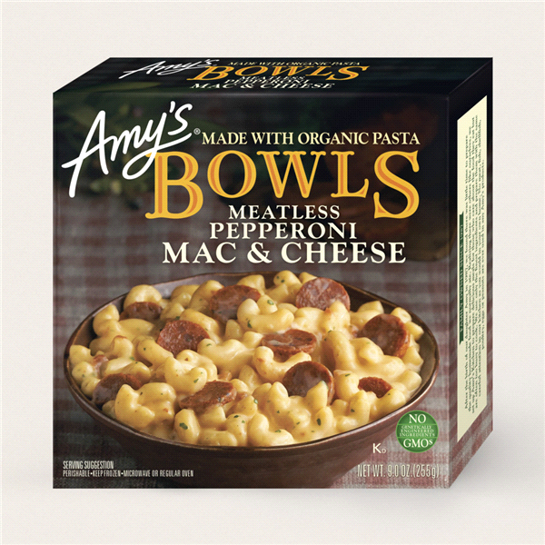 slide 1 of 2, Amy's Meatless Pepperoni Mac & Cheese Bowls, 9 oz