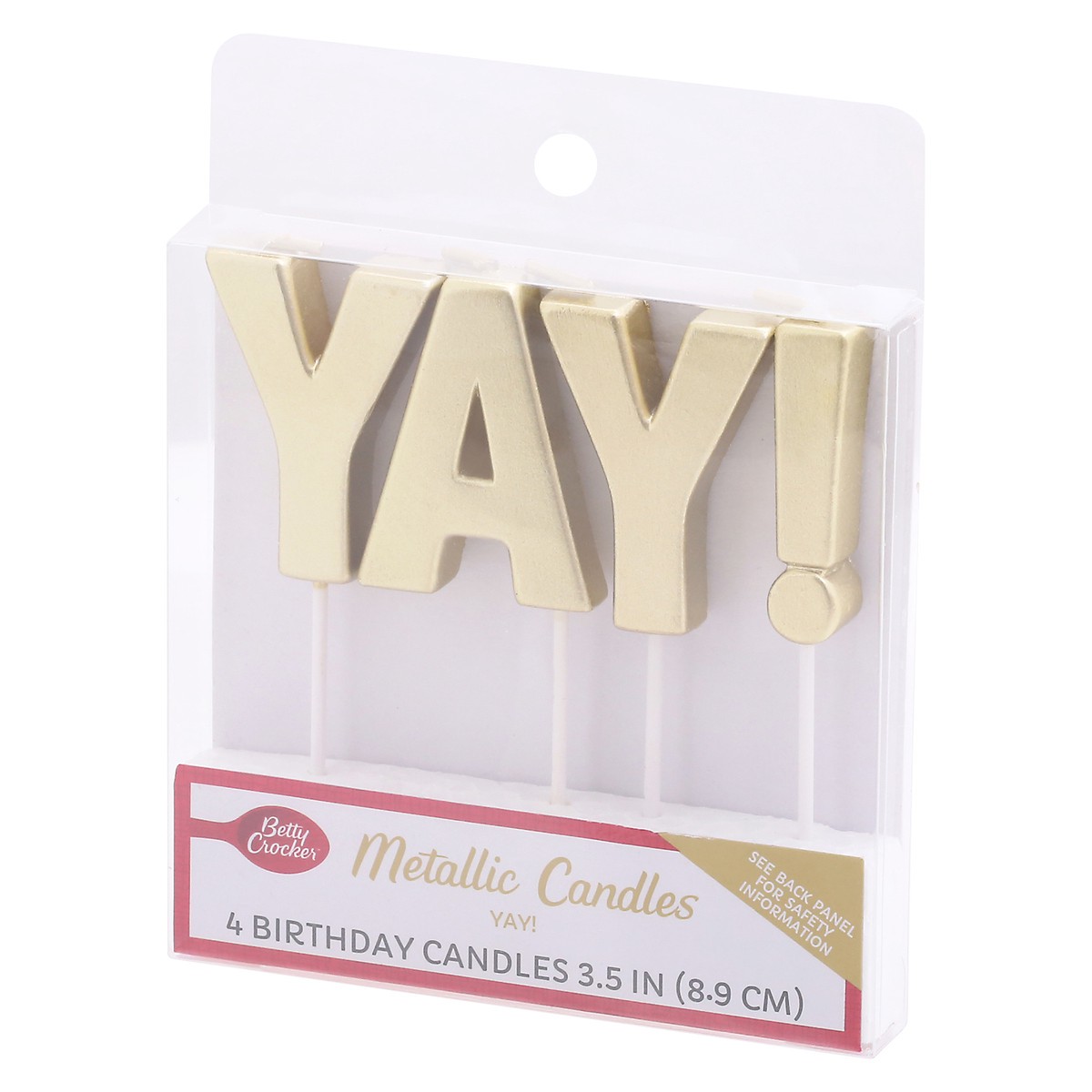 slide 5 of 10, Betty Crocker 3.5 Inch Yay Metallic Candles 4 ea, 4 ct
