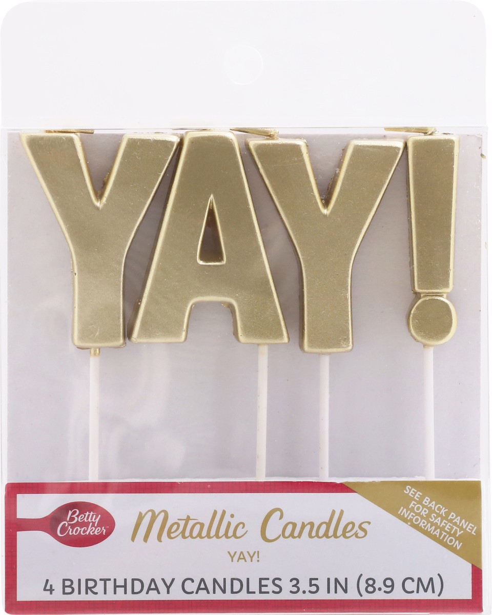 slide 10 of 10, Betty Crocker 3.5 Inch Yay Metallic Candles 4 ea, 4 ct