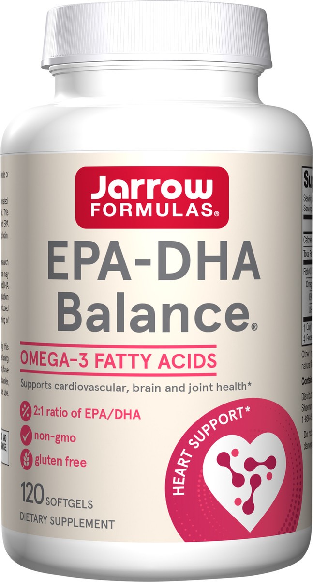 slide 3 of 4, Jarrow Formulas EPA-DHA Balance 600 mg - 120 Softgels - 2:1 Ratio of EPA & DHA - Supplement Supports Brain & Joint Health - Ultra-Purified, Highly Concentrated - 60 Servings , 120 ct