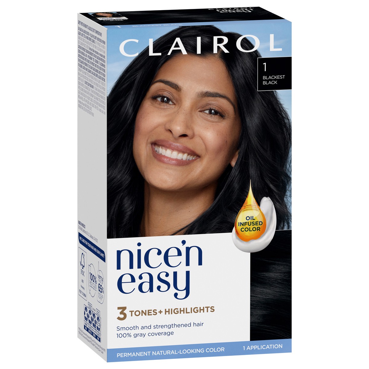 slide 3 of 10, Nice'n Easy Clairol Nice 'N Easy 1 Blackest Black, 1 ct