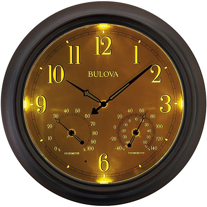 slide 2 of 2, Bulova Illuminated Indoor/Outdoor Wall Clock - Oil Rubbed Bronze, 28.75 in