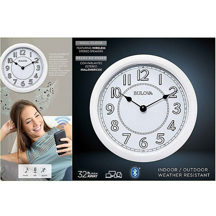 slide 2 of 3, Bulova Quartz Analog with Bluetooth Technology Wall Clock - White, 8 in