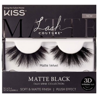 slide 1 of 5, KISS Lash Couture Matte Black Faux Mink, Matte Velvet, False Eyelashes, 1 ct