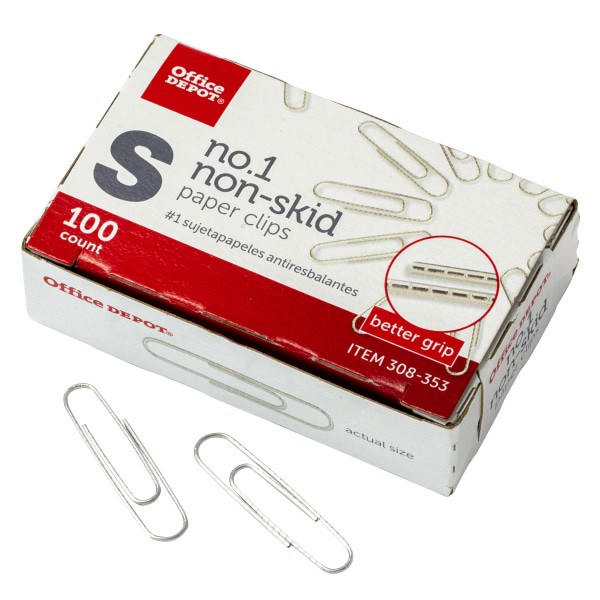 slide 5 of 5, Office Depot Brand Paper Clips, No. 1 Regular - Silver, Nonskid Finish, 10 ct