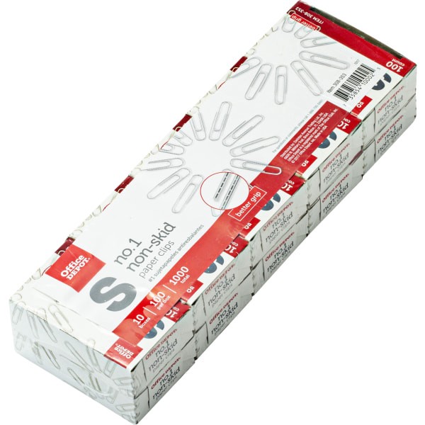 slide 4 of 5, Office Depot Brand Paper Clips, No. 1 Regular - Silver, Nonskid Finish, 10 ct
