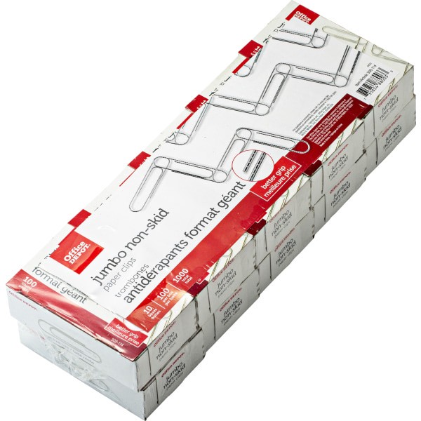 slide 4 of 5, Office Depot Brand Paper Clips, Jumbo - Silver, Nonskid Finish, 10 ct
