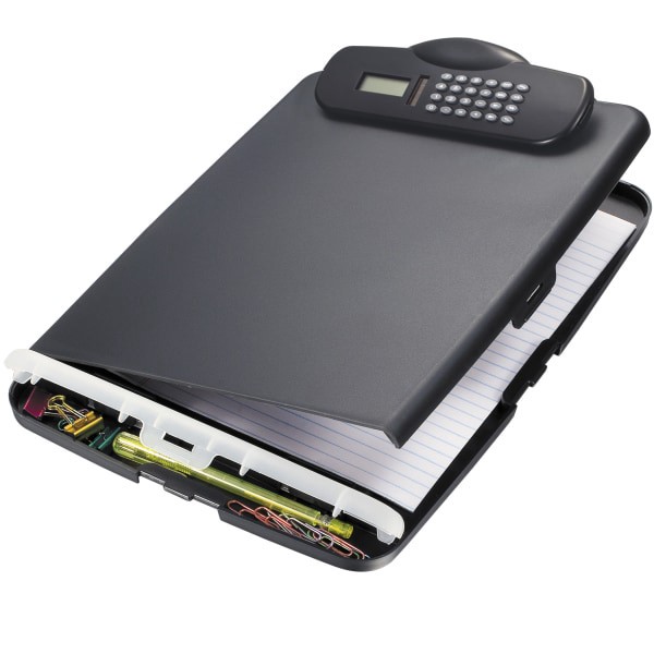 slide 3 of 4, Office Depot Brand Form Holder Storage Clipboard Box With Calculator, Letter Size, Charcoal, 1 ct