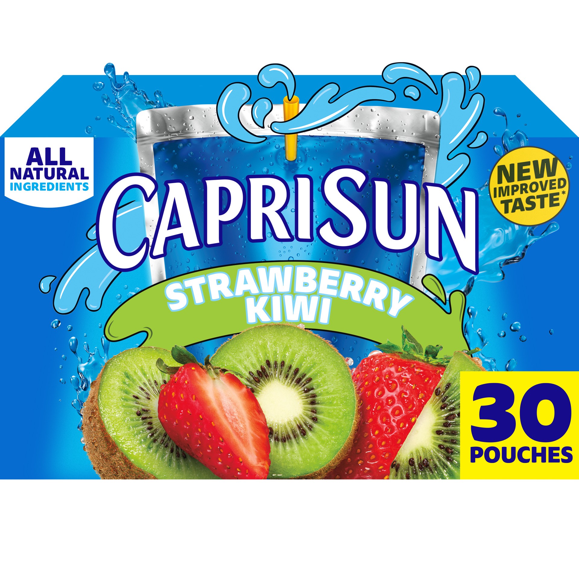 slide 1 of 9, Capri Sun Strawberry Kiwi Naturally Flavored with other natural flavor Juice Drink Blend, 30 ct Box, 6 fl oz Pouches, 30 ct