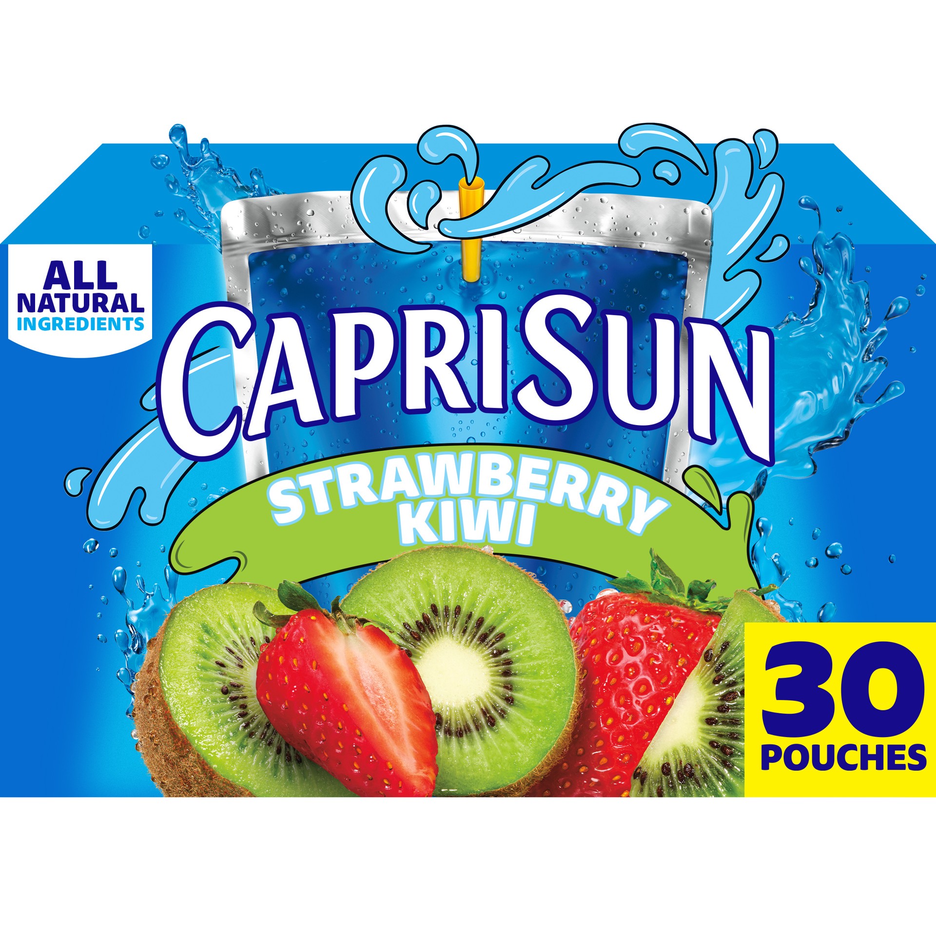 slide 1 of 9, Capri Sun Strawberry Kiwi Naturally Flavored with other natural flavor Juice Drink Blend, 30 ct Box, 6 fl oz Pouches, 30 ct