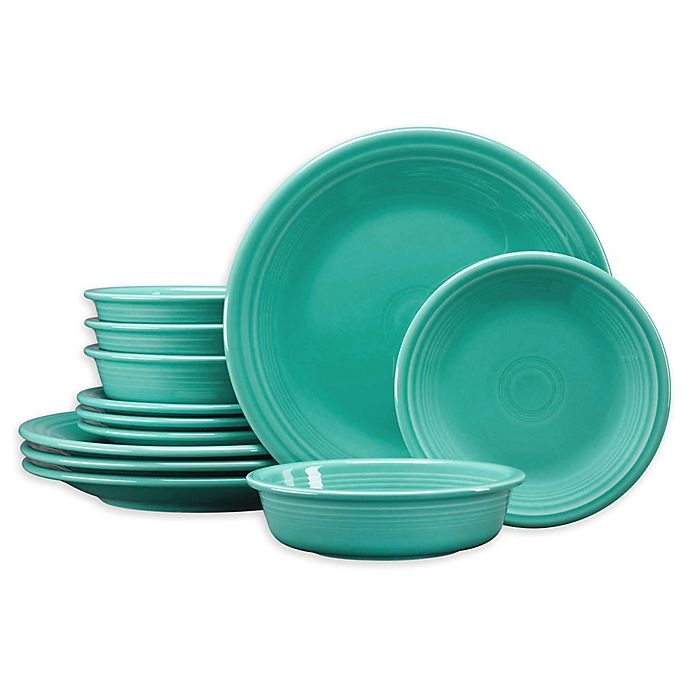 slide 1 of 2, Fiesta Classic Dinnerware Set - Turquoise, 12 ct