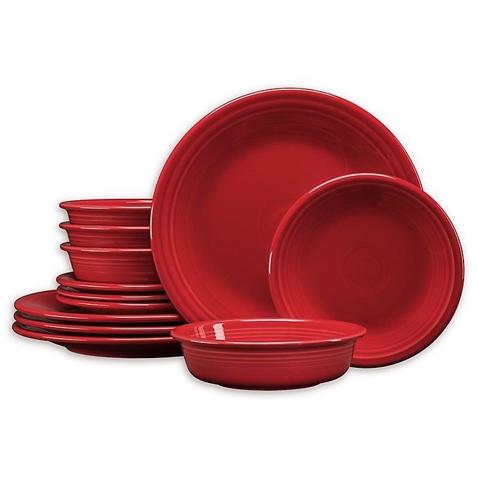 slide 1 of 3, Fiesta Classic Dinnerware Set - Scarlet, 12 ct