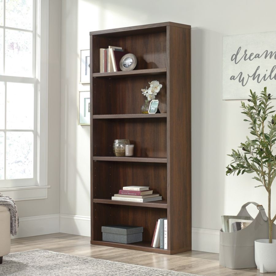 slide 9 of 10, Sauder Optimum Bookcase, 73-1/2'', 5 Shelves, Spiced Mahogany, 1 ct