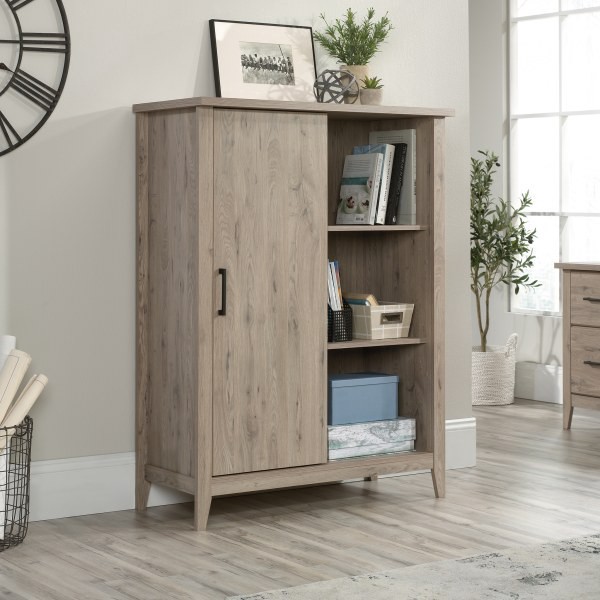 slide 9 of 10, Sauder Summit Station 52''H Bookcase With Sliding Door, Laurel Oak, 1 ct