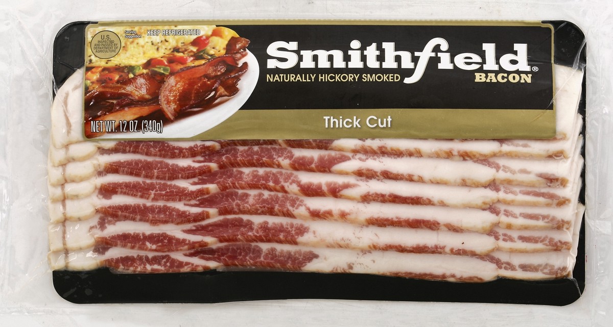 slide 4 of 5, Smithfield Thick Cut Bacon, 12 oz