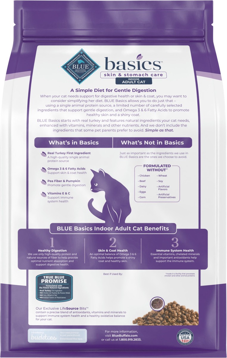 slide 10 of 12, Blue Buffalo Basics Limited Adult Indoor Cat Food, Turkey/Potato, 4 lb