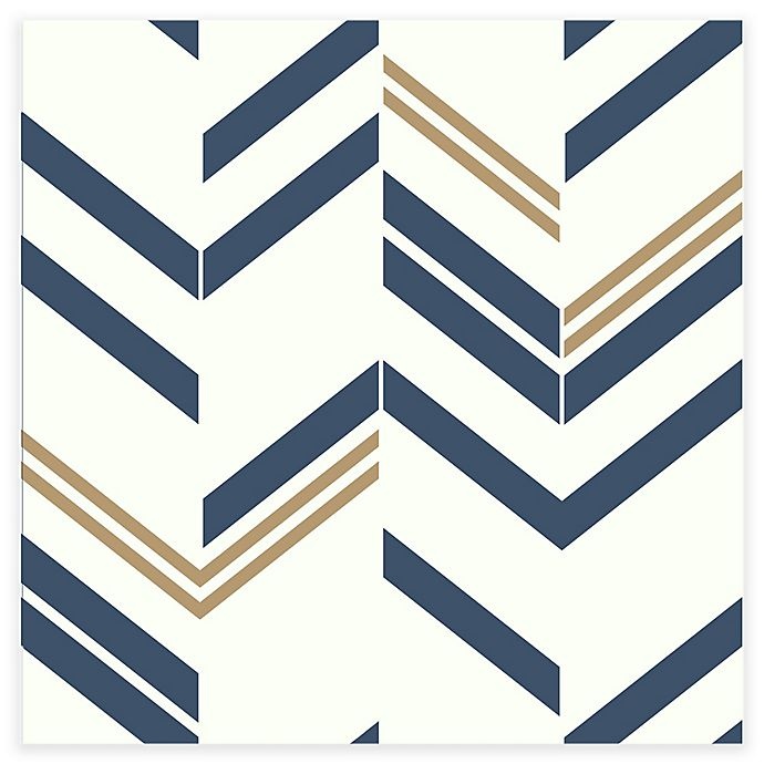 slide 1 of 1, RoomMates Chevron Stripe Peel and Stick Wallpaper - Blue, 1 ct