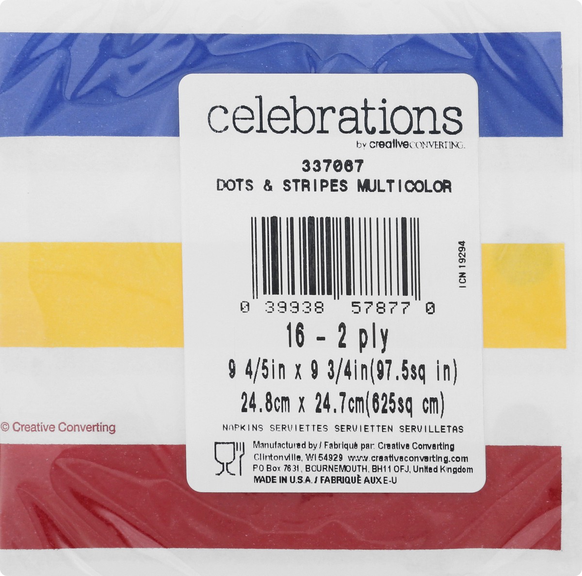 slide 3 of 9, Creative Converting Dots & Stripes Beverage Napkins, 16 ct