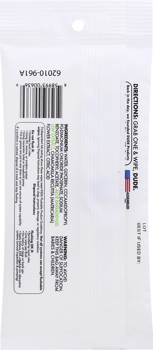 slide 4 of 9, DUDE Fragrance-Free Flushable Wipes Extra Large 18 ea, 18 ct
