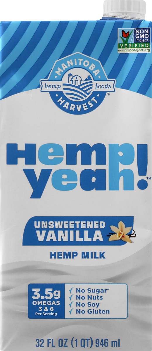 slide 11 of 13, Manitoba Harvest Vanilla Unsweetened Hemp Milk, 32 oz