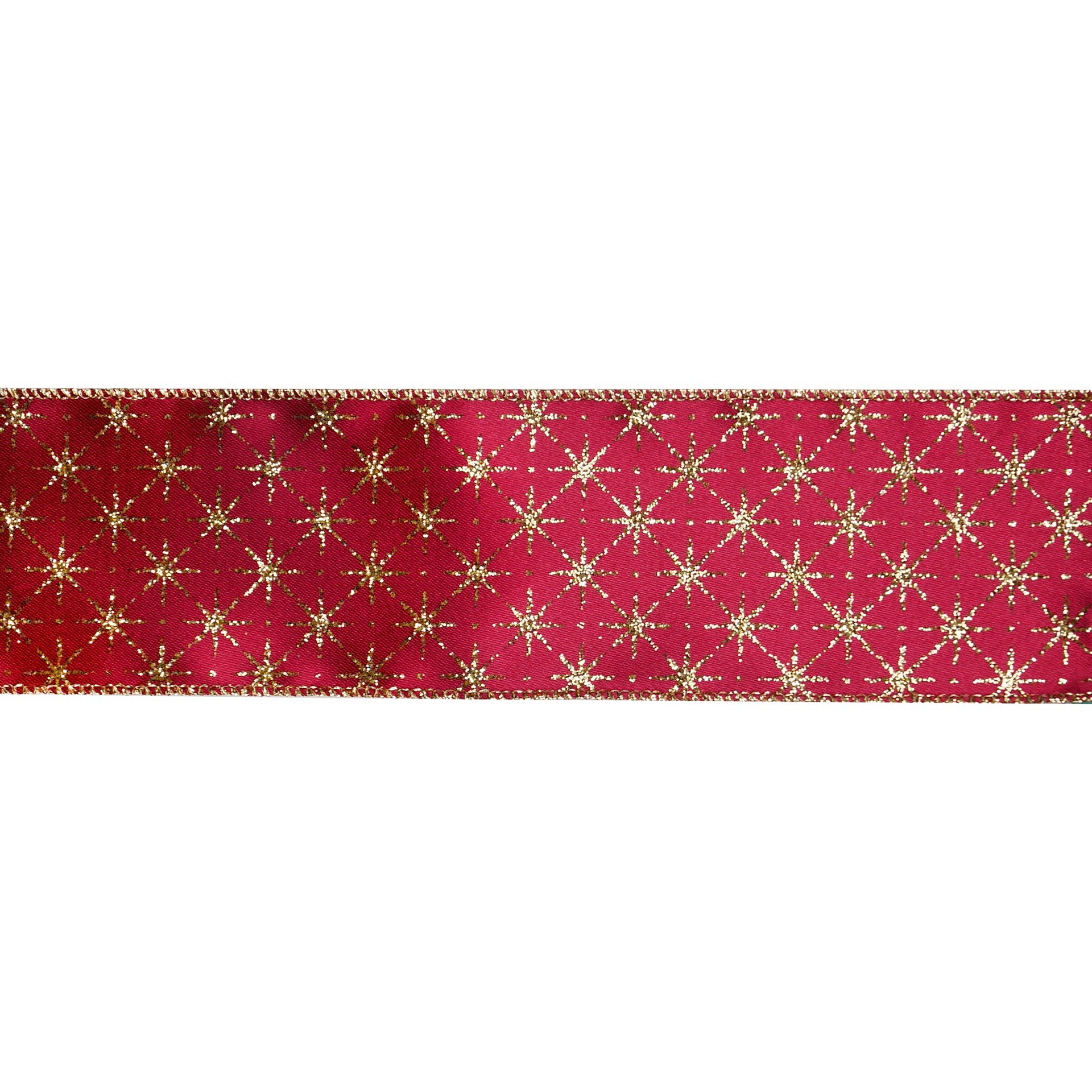 slide 3 of 3, 2.5" X 80ft. Burgundy & Gold Stars Wired Jumbo Ribbon By Celebrate It, 2.5 in x 80 ft
