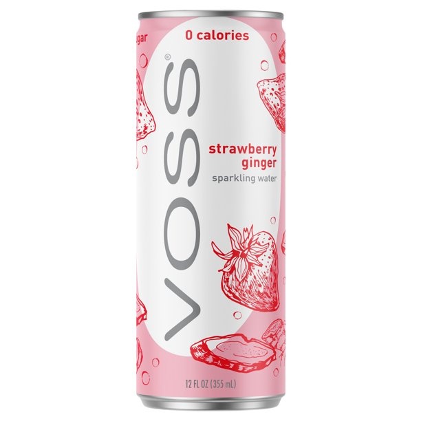 slide 1 of 1, Voss Strawberry Ginger Sparkling Water Can, 12 oz