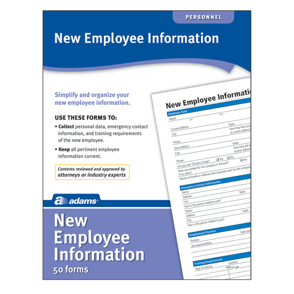 slide 1 of 1, Adams New Employee Information Forms, 1 ct