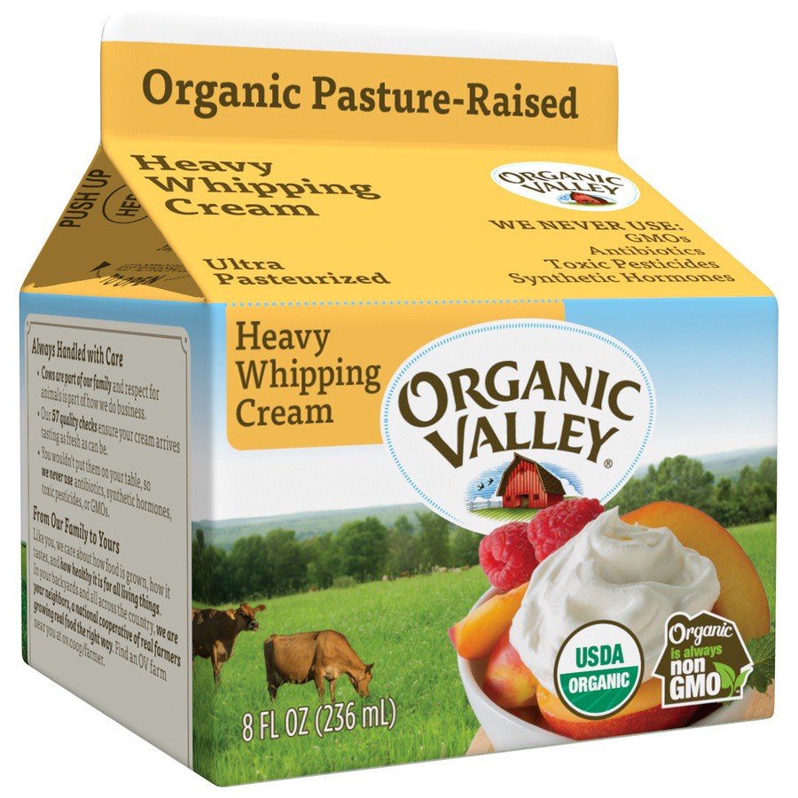 slide 2 of 3, Organic Valley Heavy Whipping Cream, 8 oz