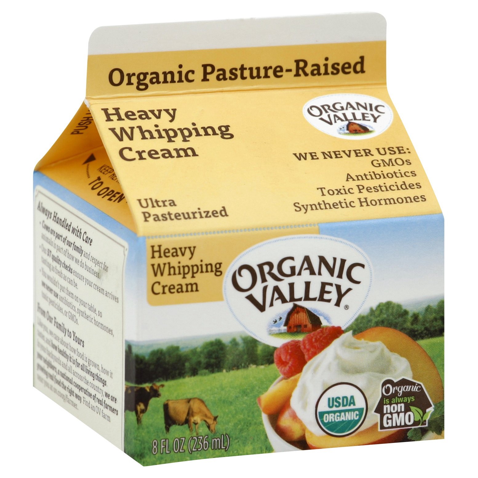 slide 1 of 3, Organic Valley Heavy Whipping Cream, 8 oz