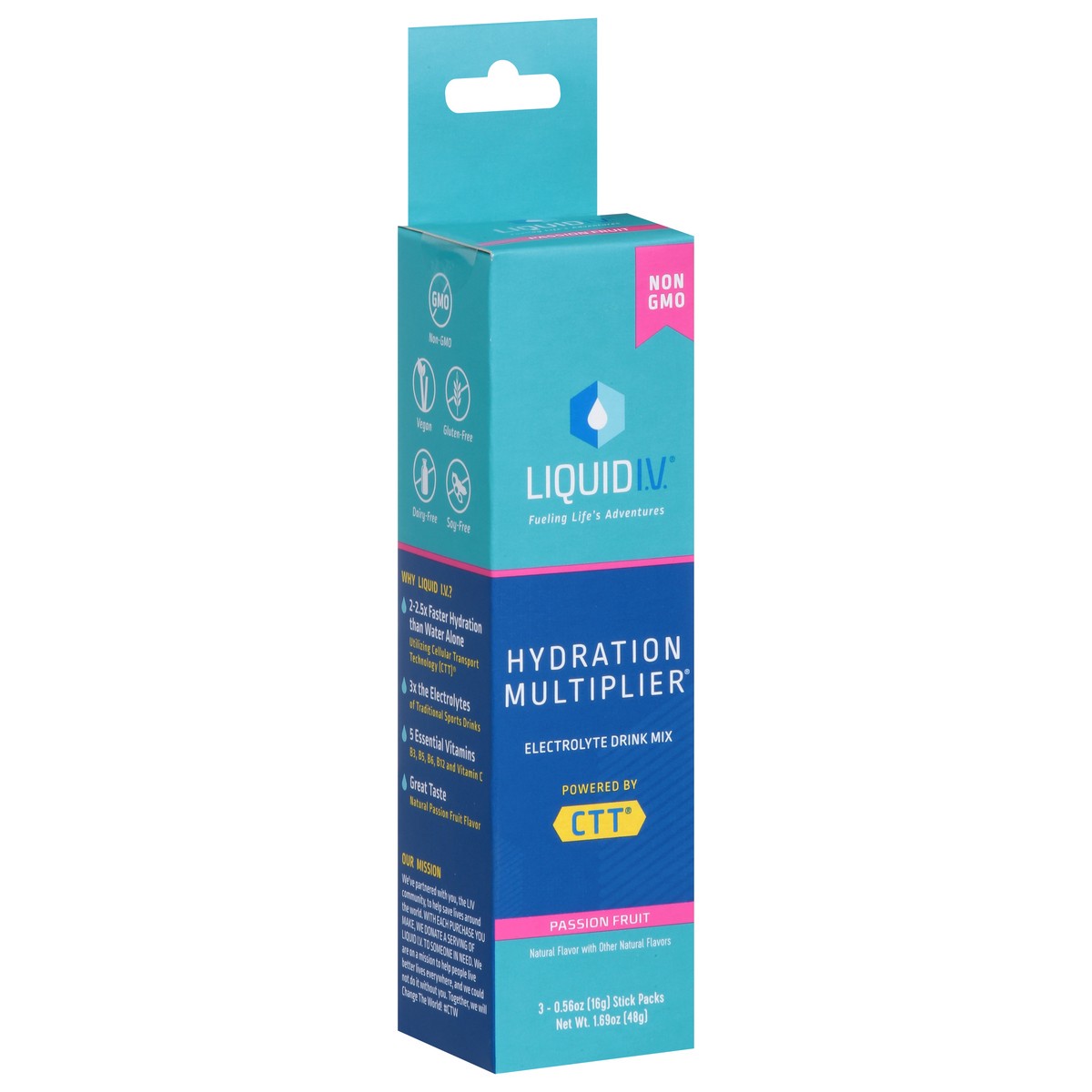 slide 3 of 9, Liquid I.V. Hydration Multiplier - Passion Fruit - Hydration Powder Packets | Electrolyte Powder Drink Mix | Convenient Single-Serving Sticks | Non-GMO | 3 Sticks, 1.69 oz