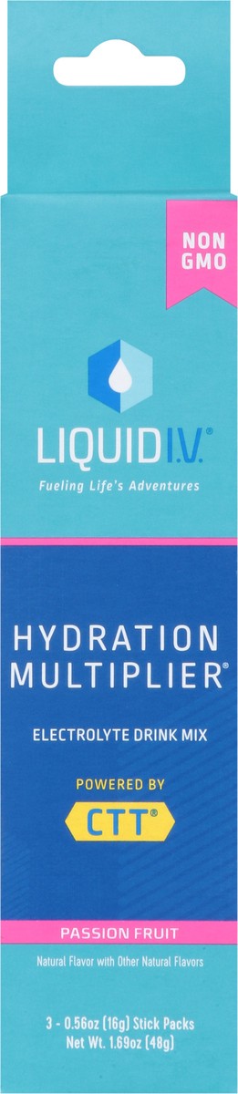 slide 8 of 9, Liquid I.V. Hydration Multiplier - Passion Fruit - Hydration Powder Packets | Electrolyte Powder Drink Mix | Convenient Single-Serving Sticks | Non-GMO | 3 Sticks, 1.69 oz