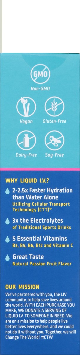 slide 7 of 9, Liquid I.V. Hydration Multiplier - Passion Fruit - Hydration Powder Packets | Electrolyte Powder Drink Mix | Convenient Single-Serving Sticks | Non-GMO | 3 Sticks, 1.69 oz
