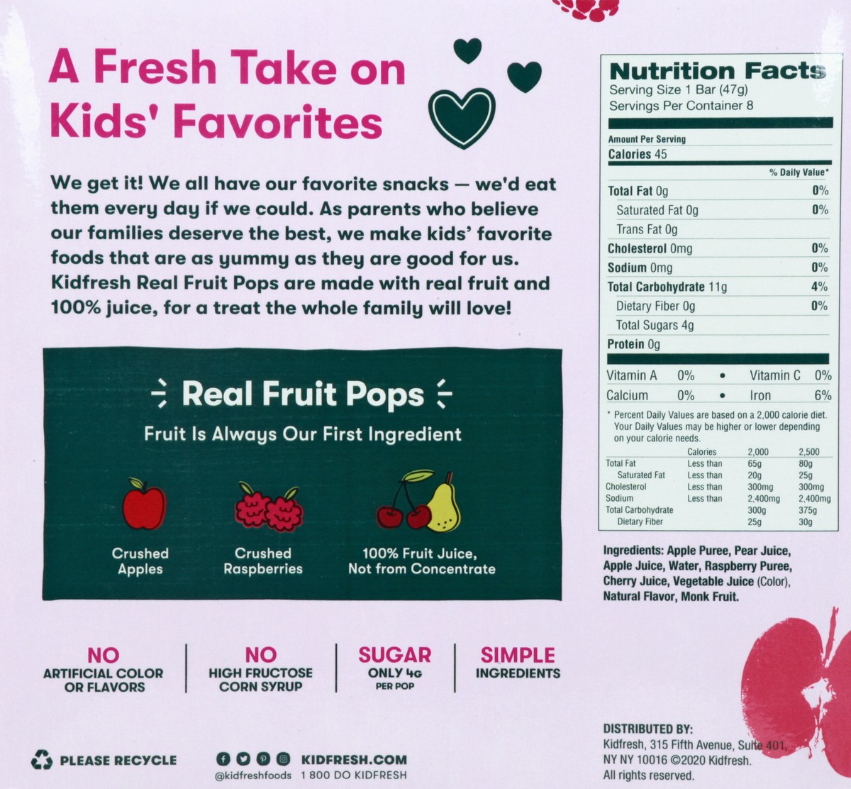 slide 7 of 13, Kidfresh 8 Pack Berry Cherry Punch Fruit Pops 8 ea, 8 ct