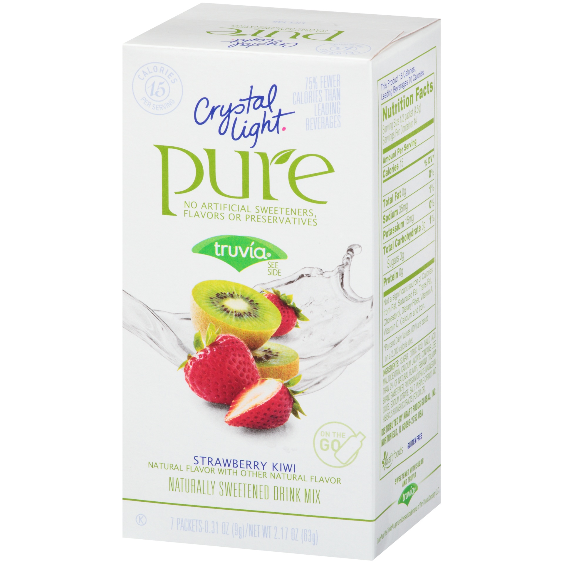 slide 3 of 6, Crystal Light Pure Fitness On the Go Strawberry Kiwi Naturally Sweetened Drink Mix, 7 ct