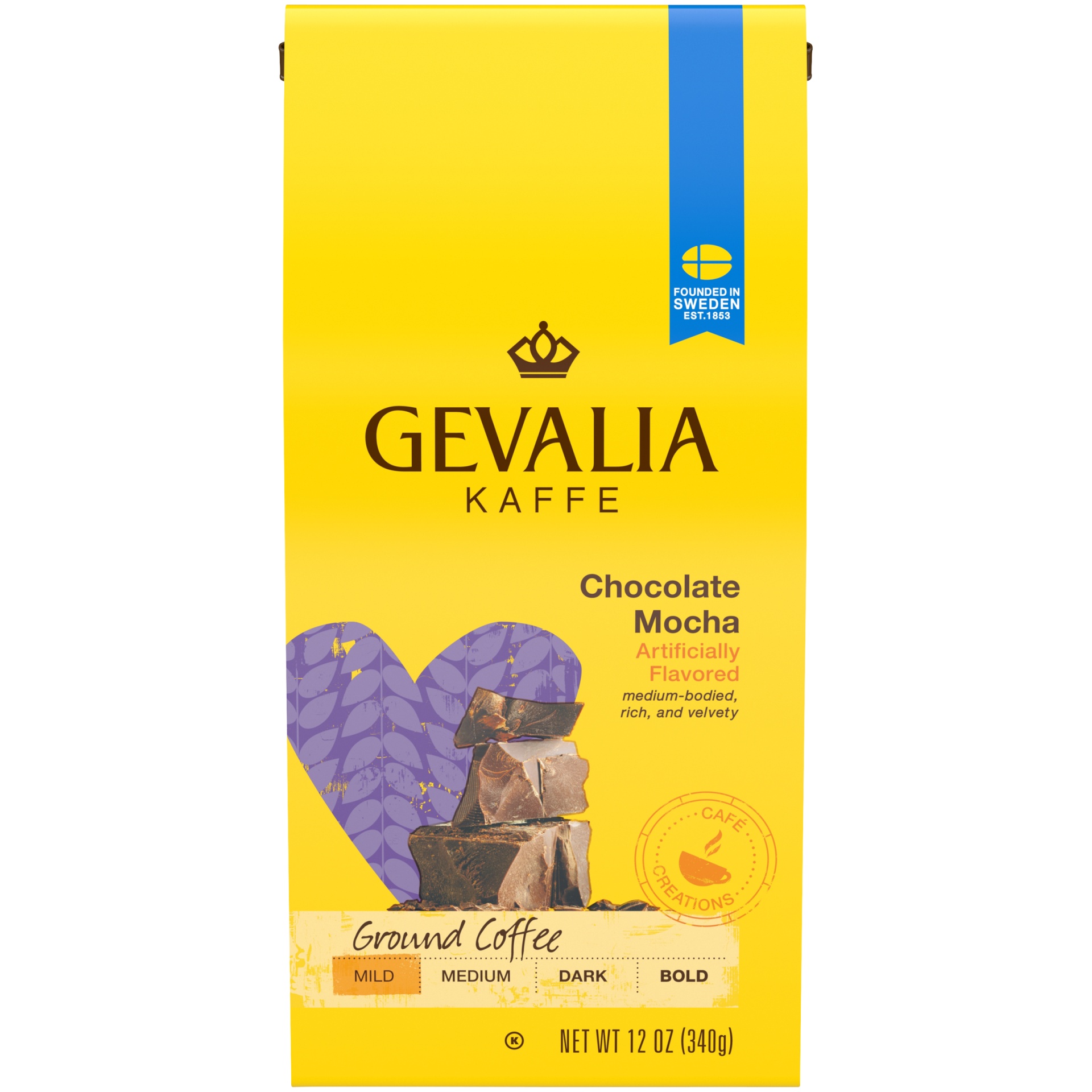 slide 1 of 6, Gevalia Chocolate Mocha Flavored Light Roast Ground Coffee, 12 oz