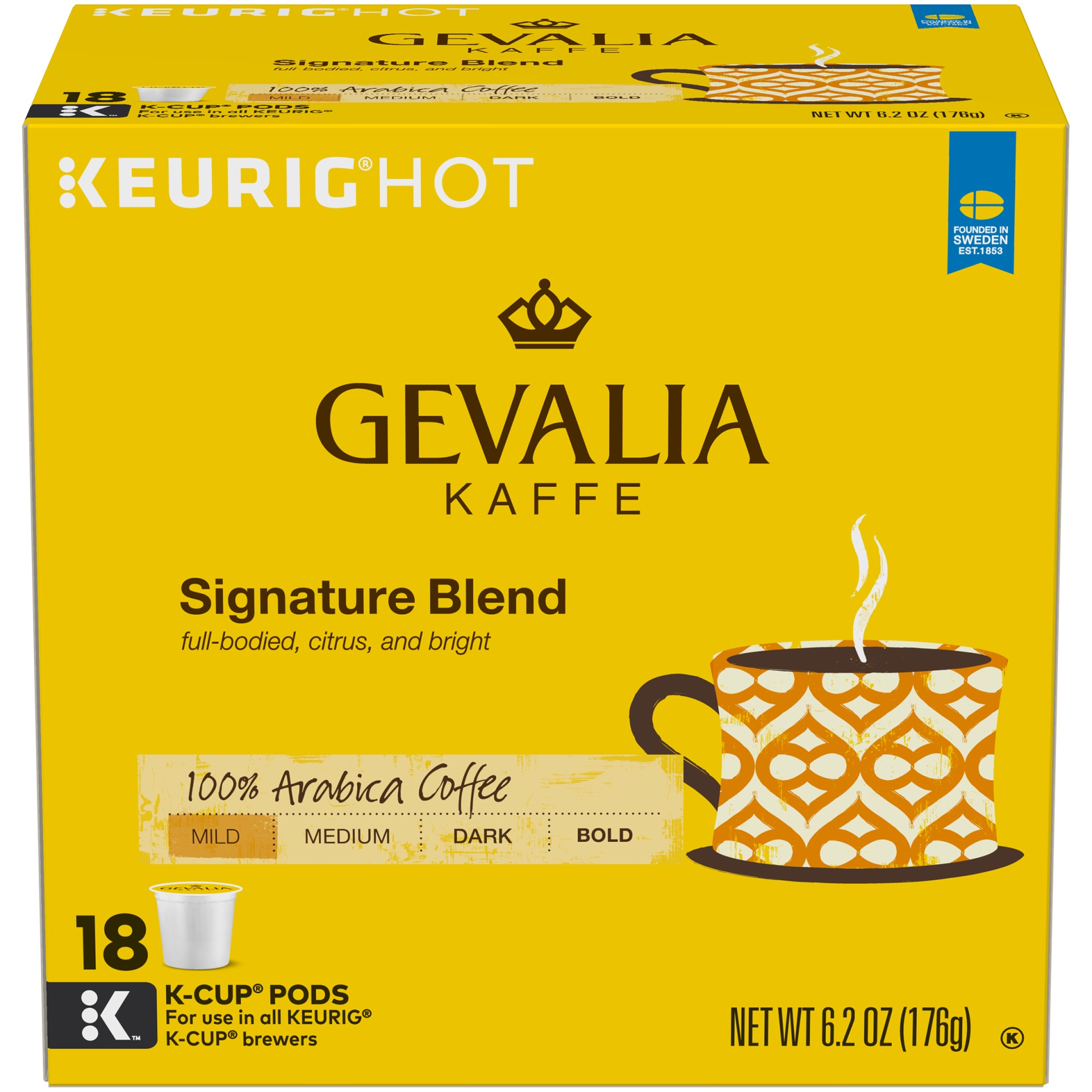 slide 1 of 7, Gevalia Kaffe Signature Blend Mild-Medium Roast Coffee Cup Pods, 18 ct