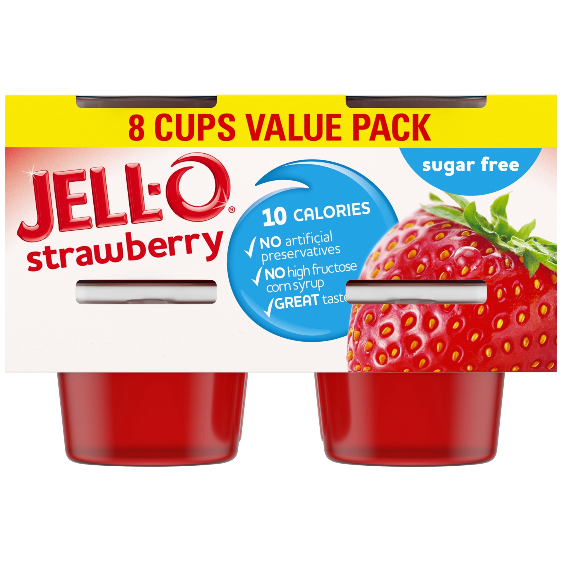 slide 1 of 7, JELL-O Sugar Free Strawberry Gelatin, 25 oz, 8 ct