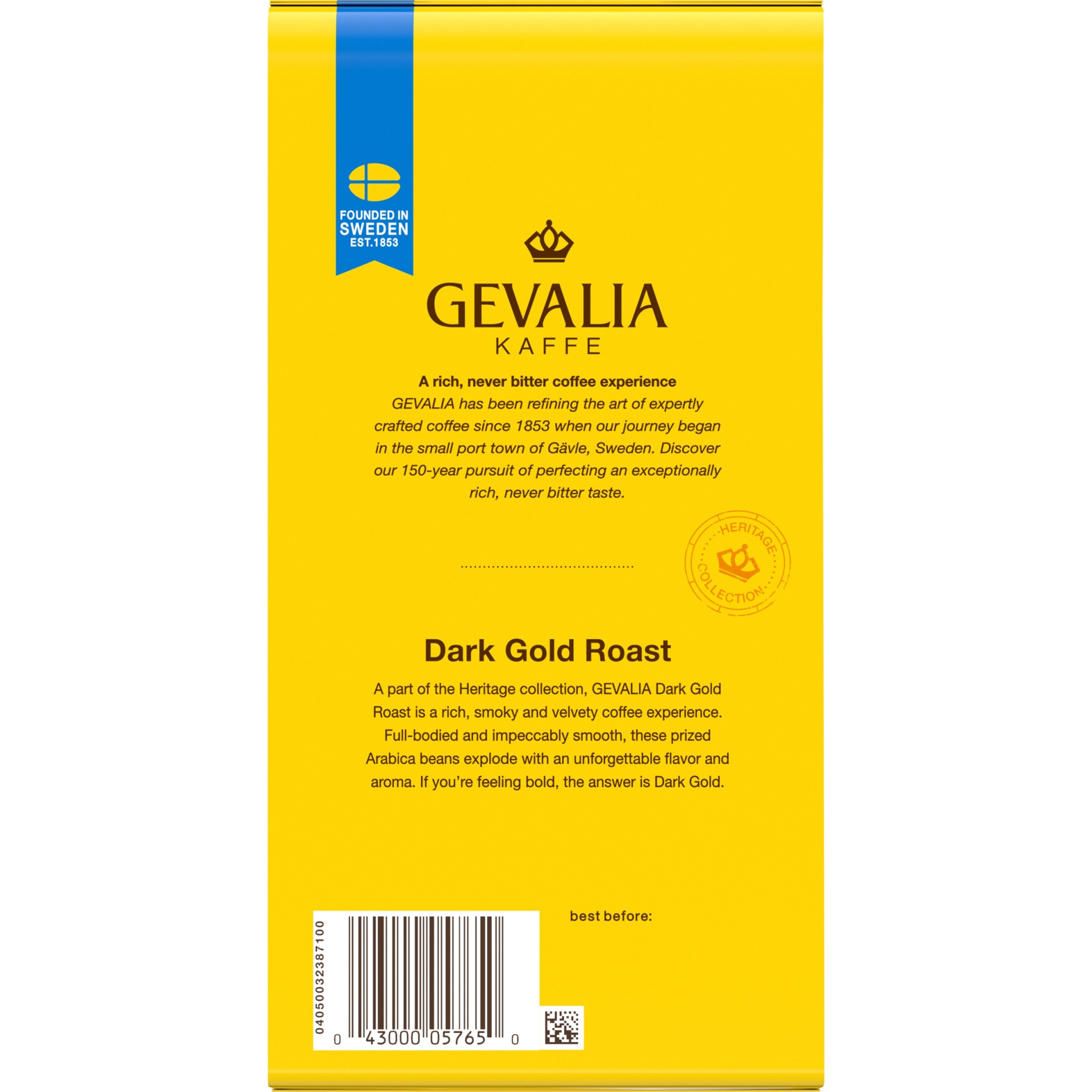 slide 5 of 6, Gevalia Dark Gold Roast Bold Dark Roast Ground Coffee, 12 oz. Bag, 12 oz