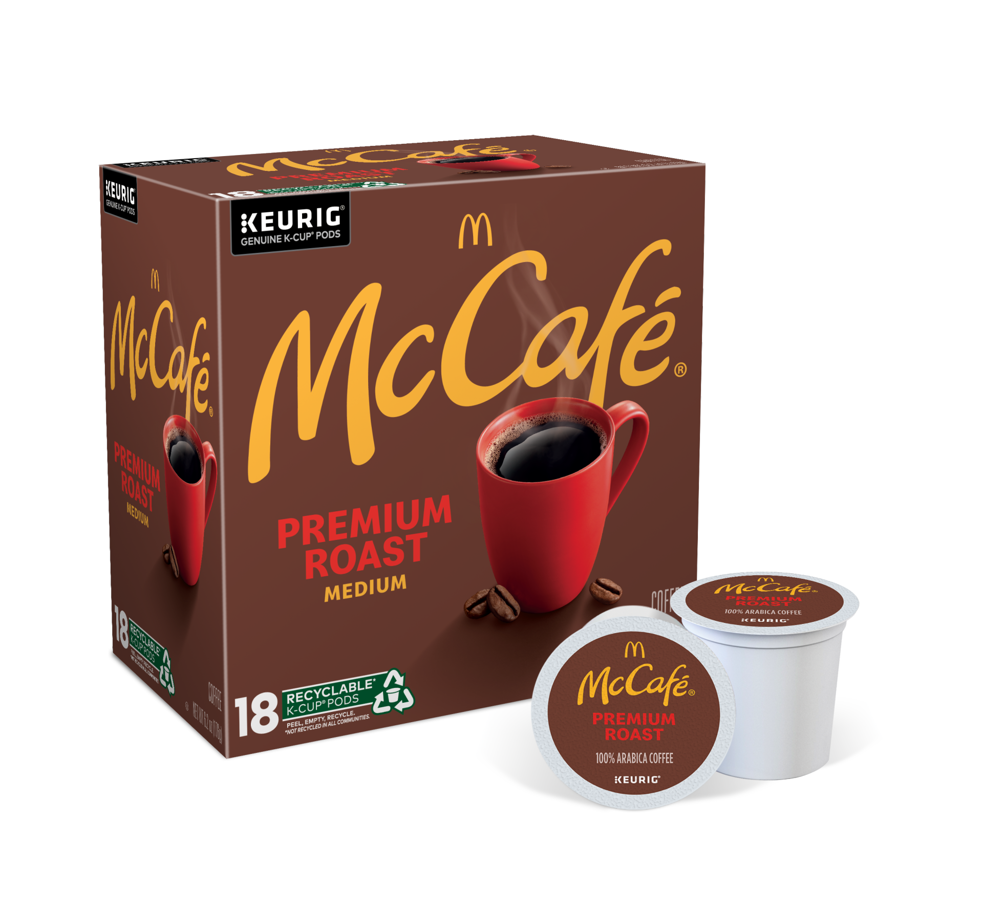 slide 1 of 8, McCafé Premium Roast Coffee K-Cup Pods, 18 ct