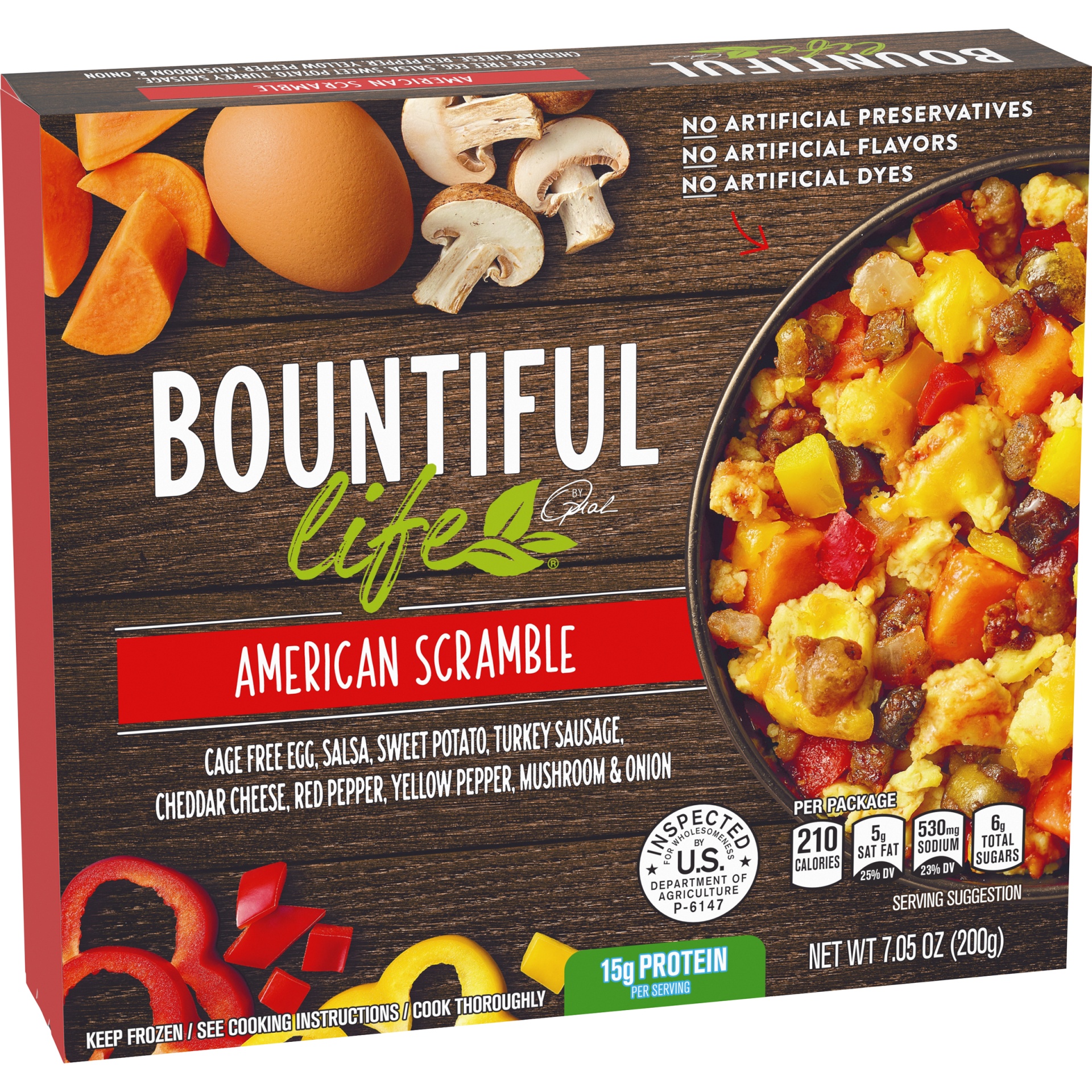 slide 2 of 6, Bountiful Life American Scramble Breakfast Bowl Frozen Meal, 7.05 oz Box, 200 g