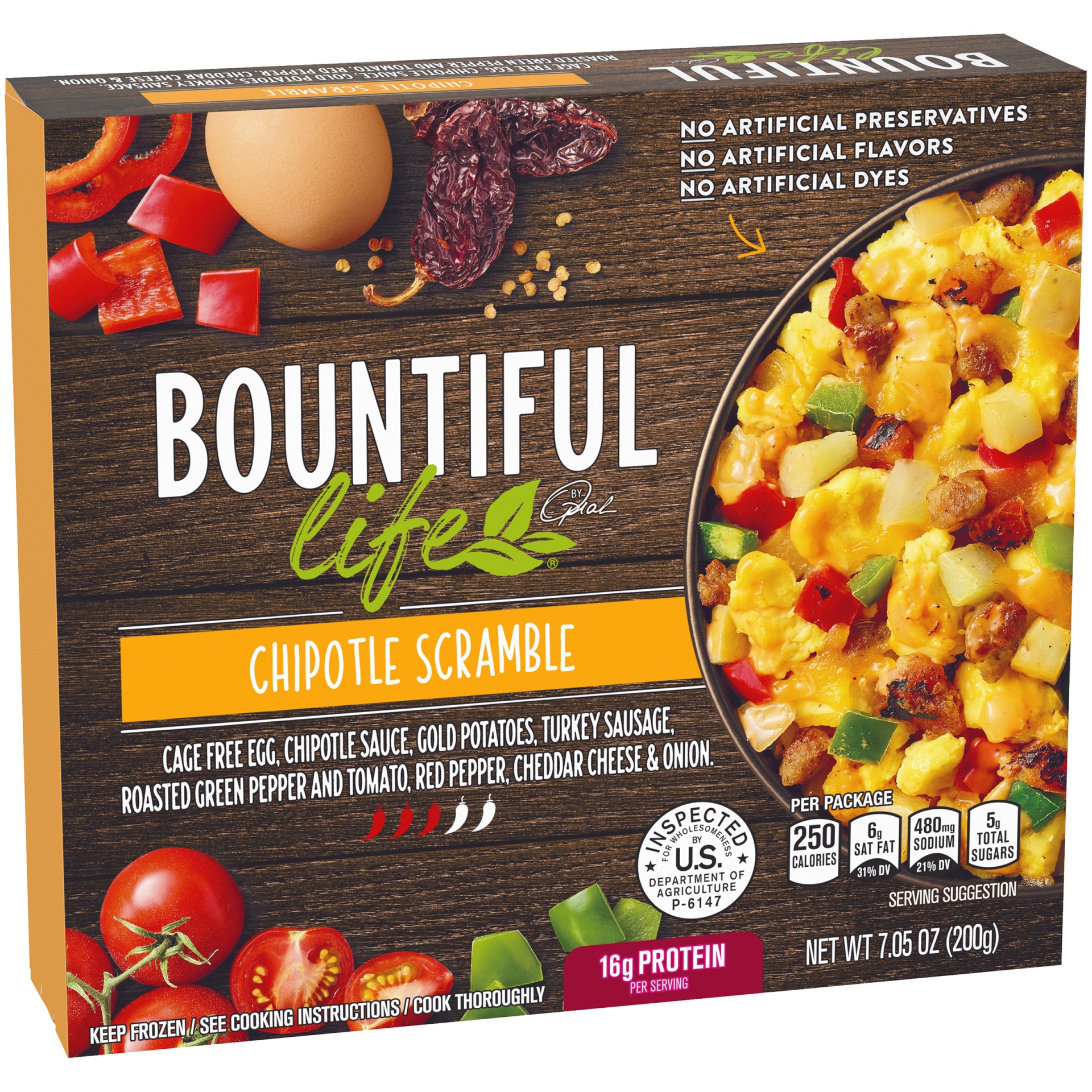 slide 2 of 6, Bountiful Life Chipotle Scramble Breakfast Bowl Frozen Meal, 7.05 oz Box, 200 g