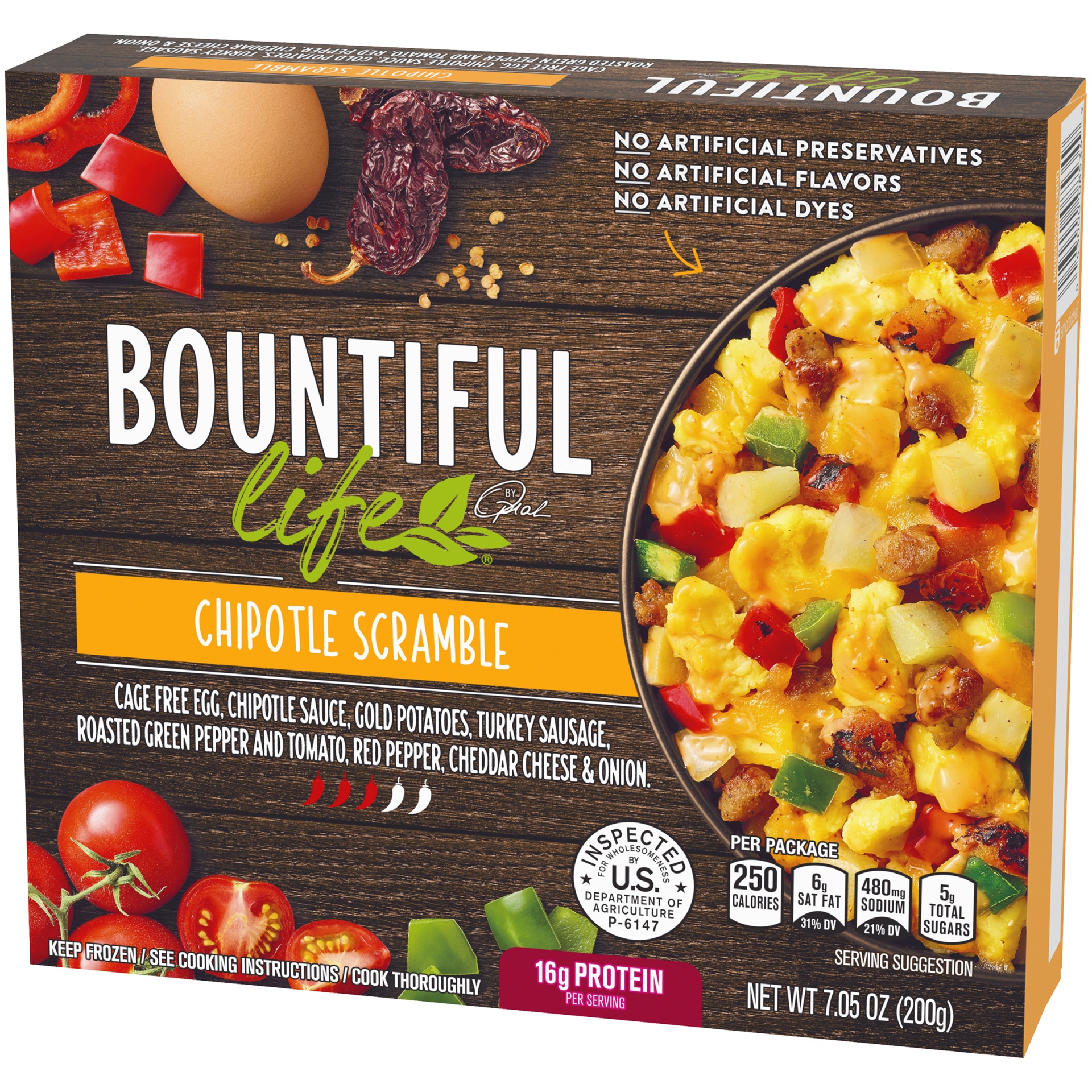 slide 3 of 6, Bountiful Life Chipotle Scramble Breakfast Bowl Frozen Meal, 7.05 oz Box, 200 g