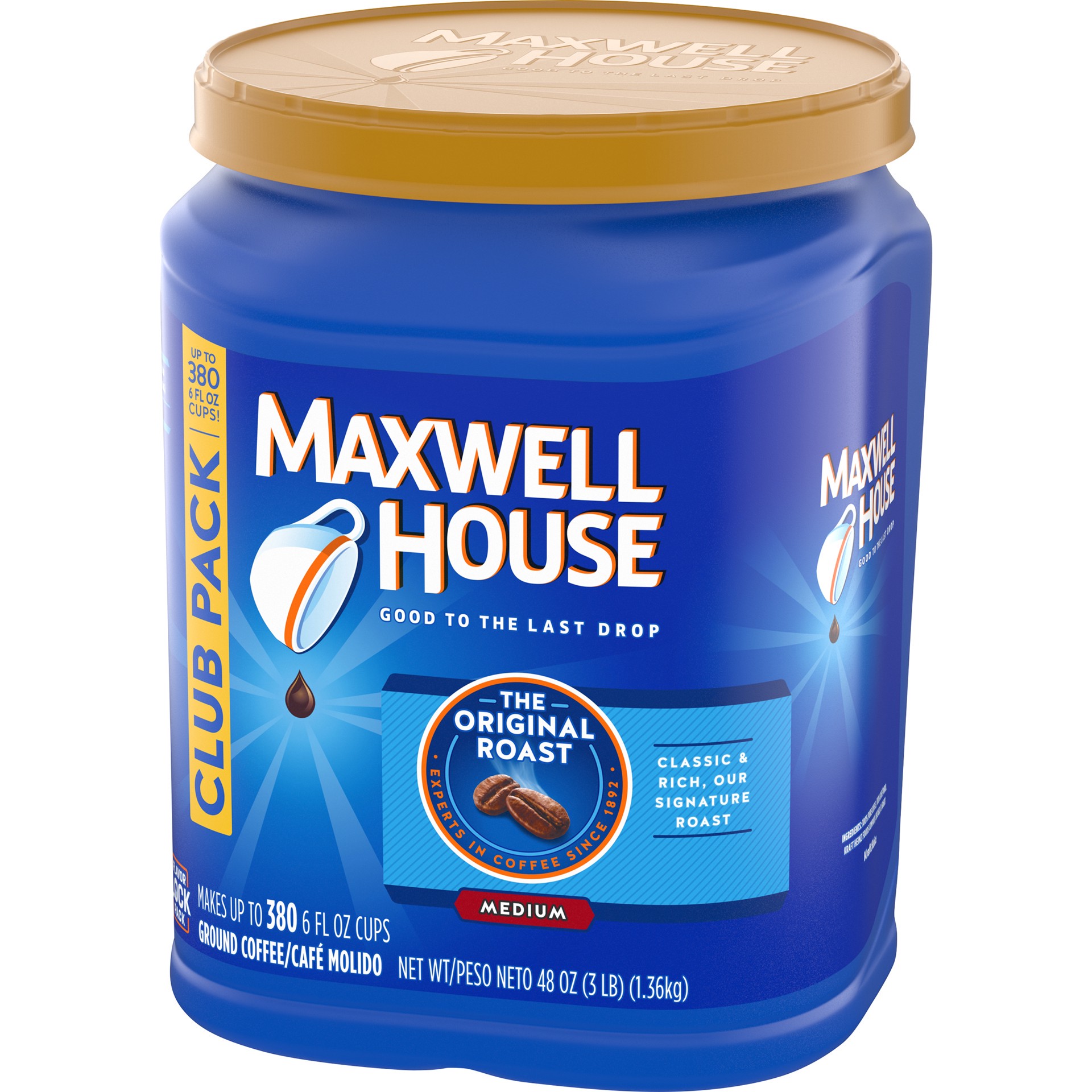 slide 4 of 5, Maxwell House Original Roast Medium Coffee, 48 oz
