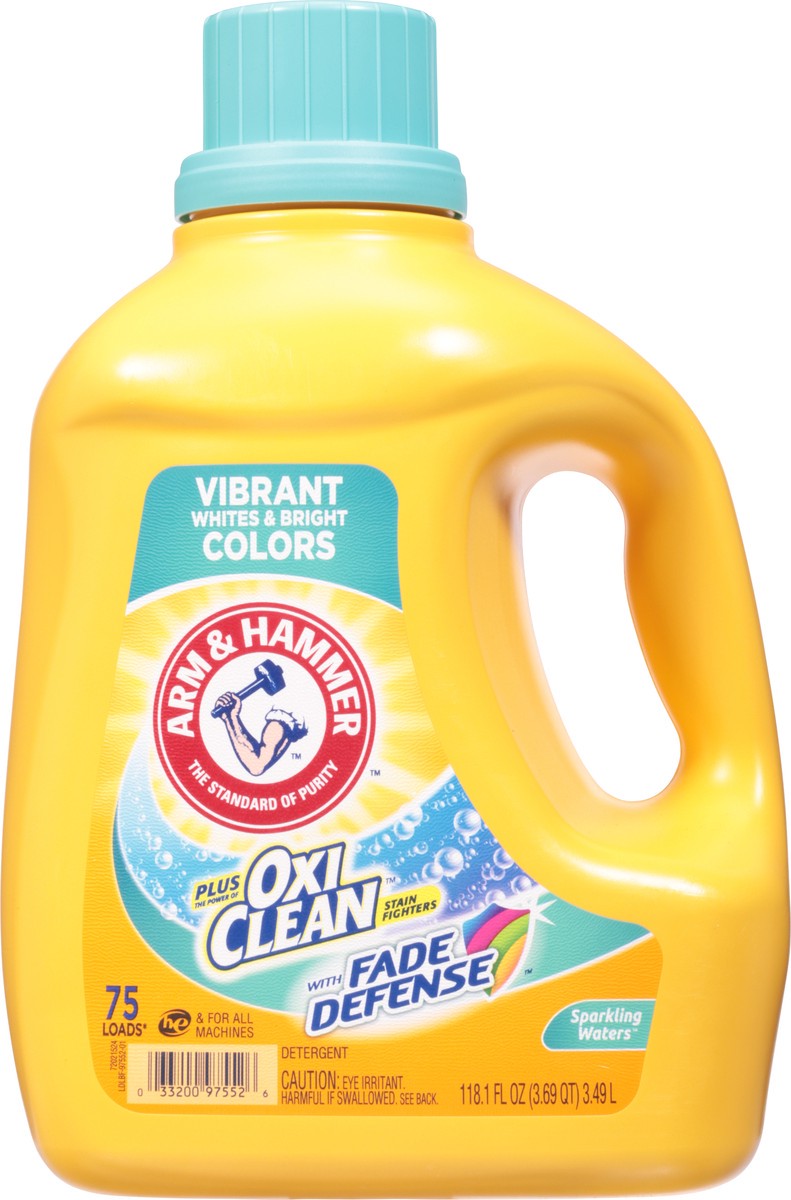 slide 6 of 9, ARM & HAMMER Plus OxiClean Stain Fighters Sparkling Waters Detergent with Fade Defense 118.1 fl oz, 118.10 fl oz