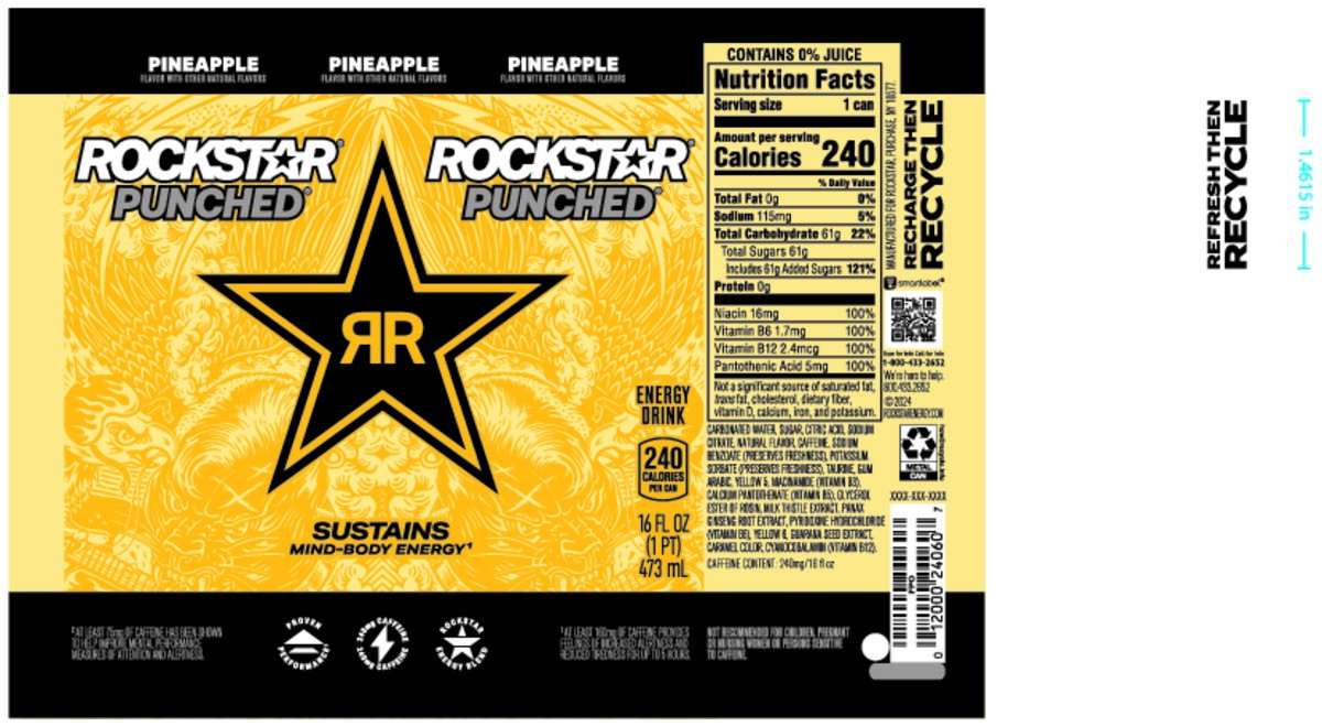 slide 7 of 8, Rockstar Punched Energy Drink Pineapple 16 Fl Oz, 16 fl oz