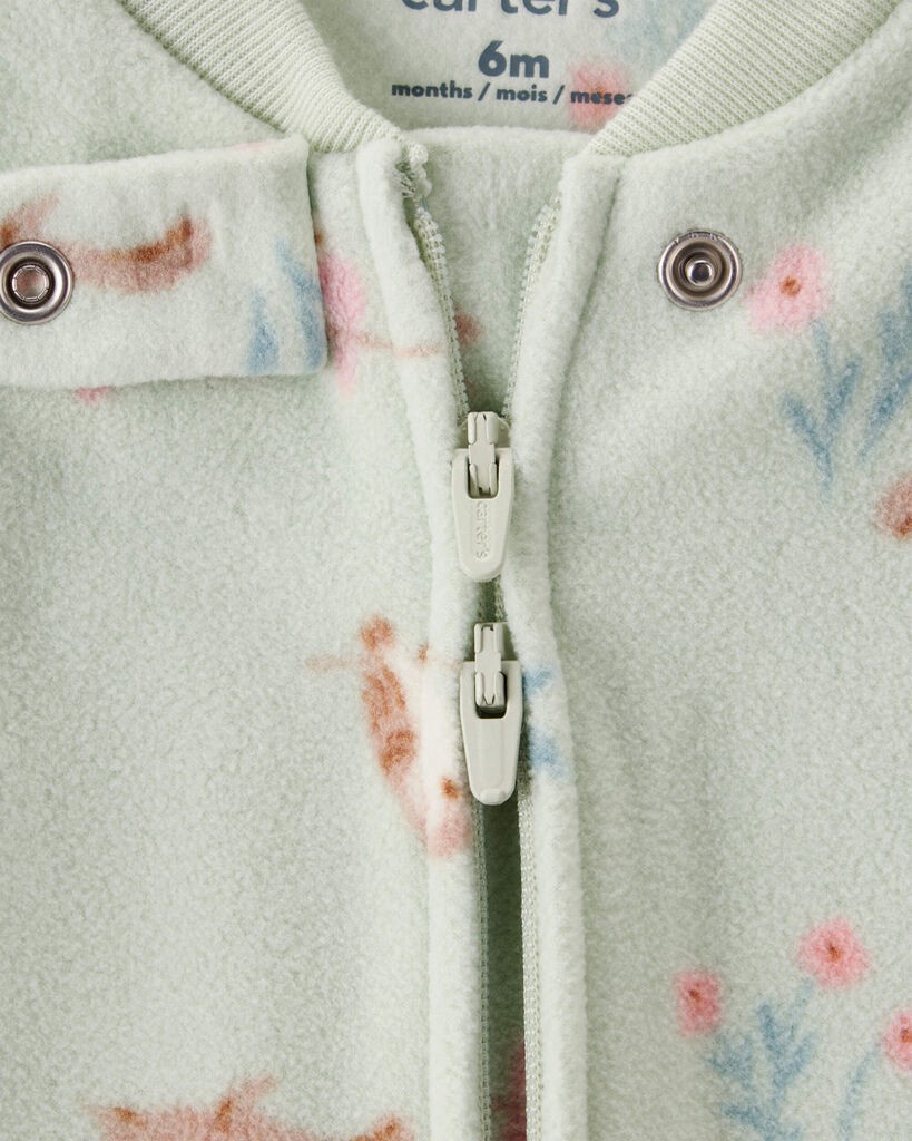 slide 3 of 3, Carter's Baby Girl Squirrel Print Loose Fit Long-Sleeve Sleep & Play - Green Green PRE, 1 ct