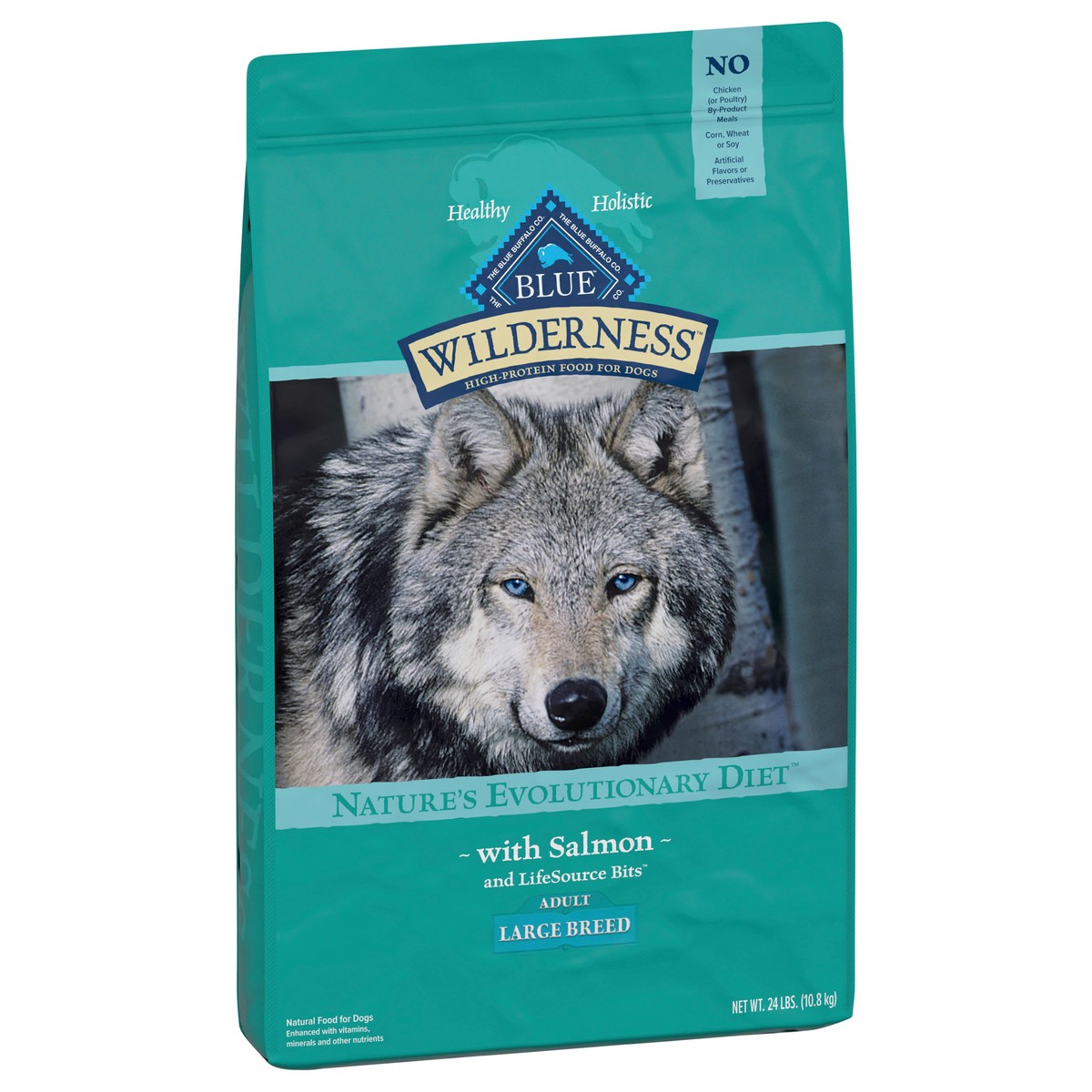 slide 2 of 9, Blue Buffalo Wilderness High Protein, Natural Adult Large Breed Dry Dog Food, Salmon 24-lb, 24 lb