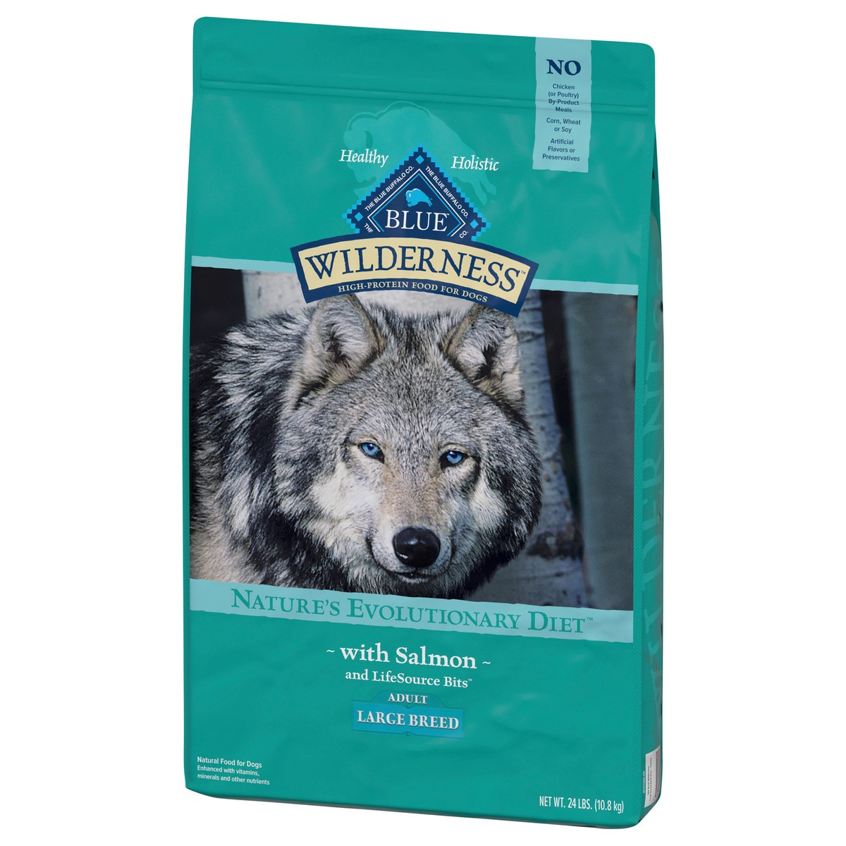 slide 3 of 9, Blue Buffalo Wilderness High Protein, Natural Adult Large Breed Dry Dog Food, Salmon 24-lb, 24 lb