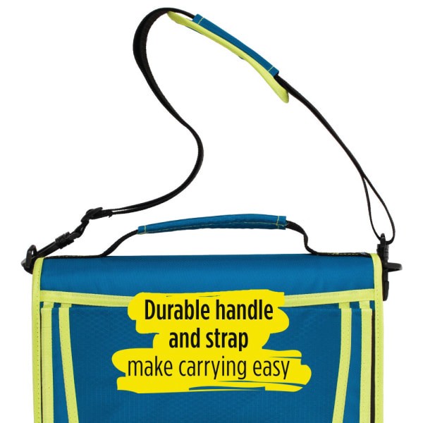 slide 2 of 4, Five Star Zipper Binder, with Expanding File - Teal/Chartreuse, 2 in